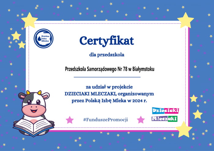 DZIECIAKI MLECZAKI CERTYFIKAT